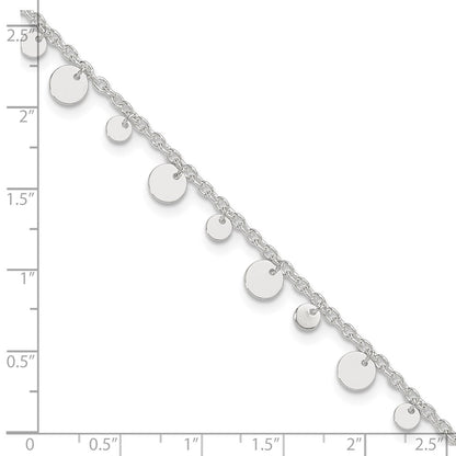 Sterling Silver Dangling Circle 9In Plus 1 In Ext Anklet