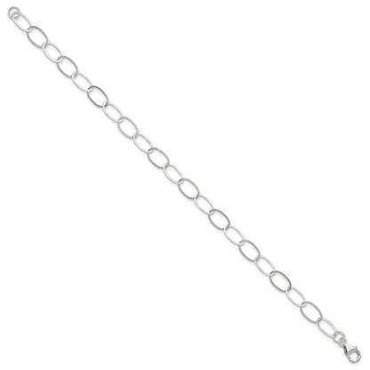 Sterling Silver Fancy Link Anklet