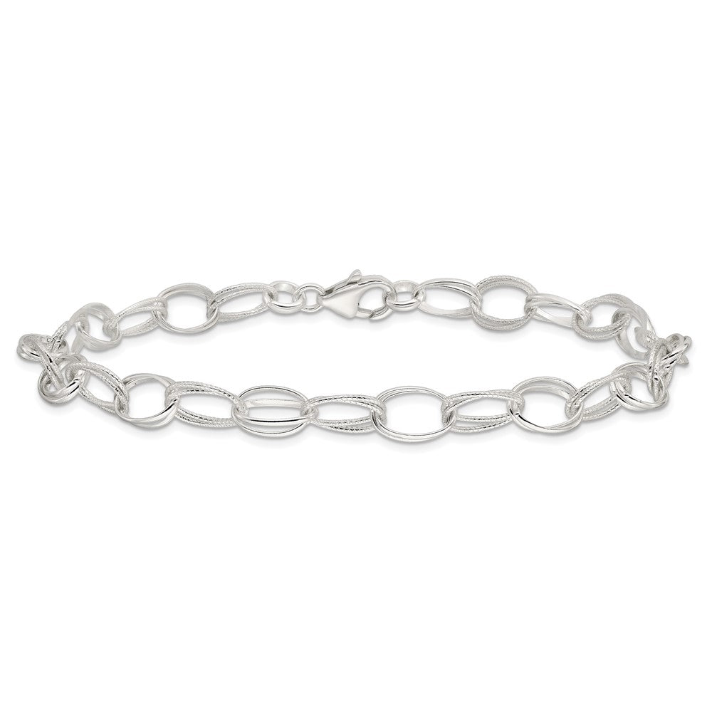 Sterling Silver Fancy Link Anklet