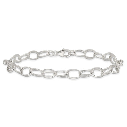 Sterling Silver Fancy Link Anklet