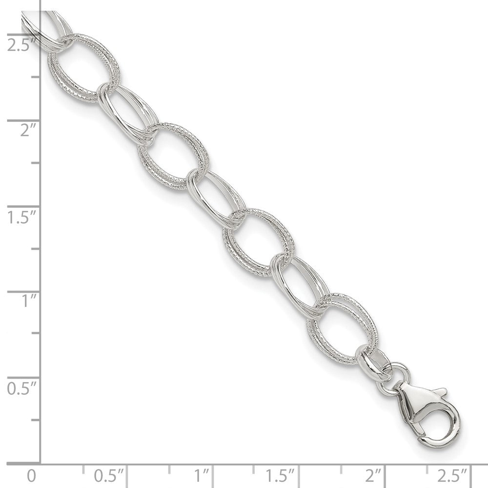 Sterling Silver Fancy Link Anklet