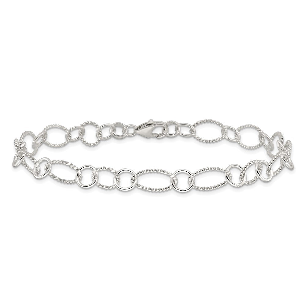 Sterling Silver Fancy Link Anklet