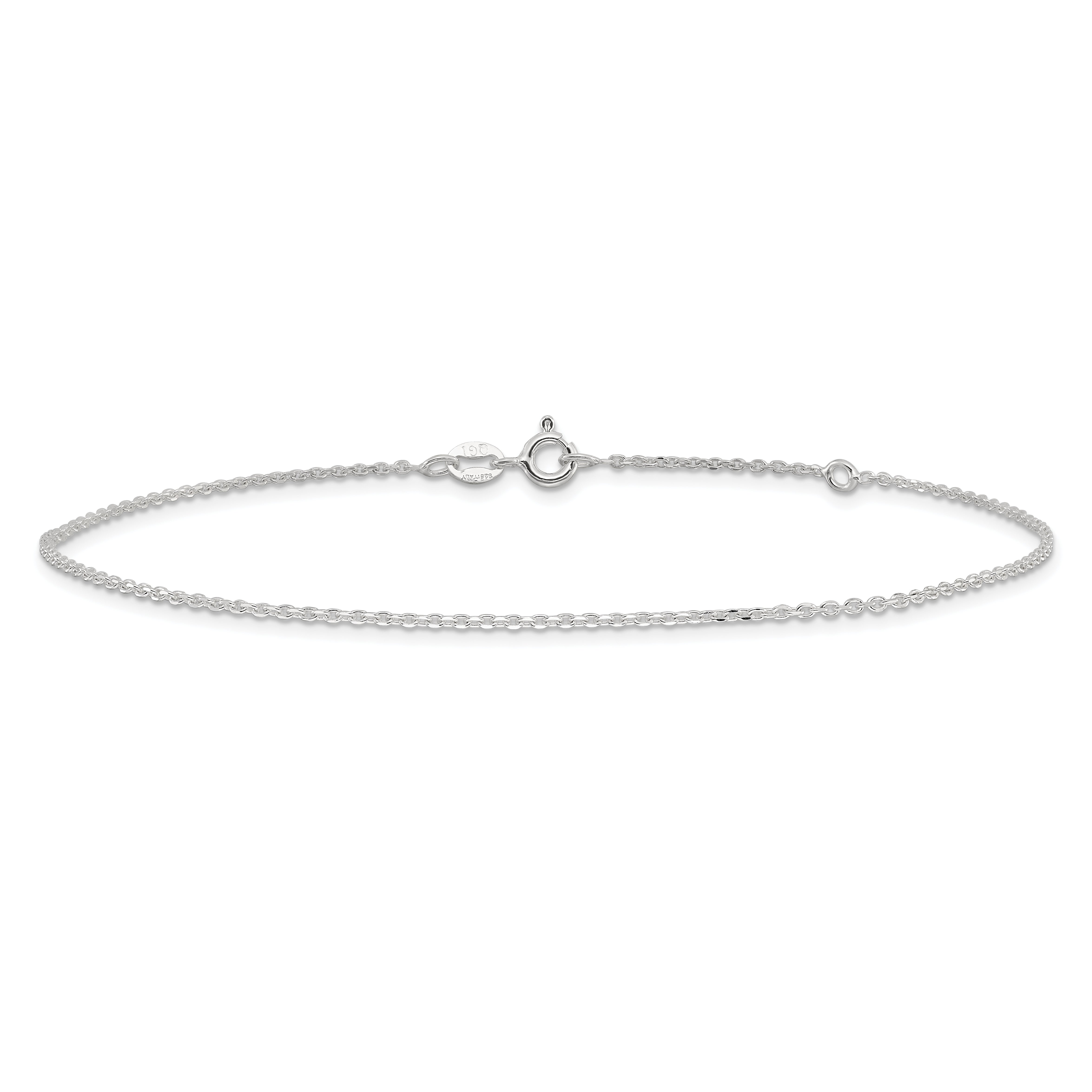 Sterling Silver 1mm Diamond-Cut 9In Plus 1In Ext. Anklet