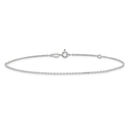 Sterling Silver 1mm Diamond-Cut 9In Plus 1In Ext. Anklet