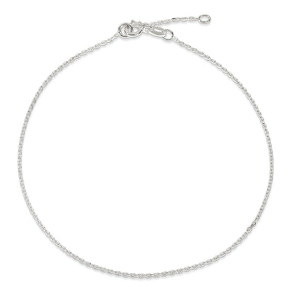 Sterling Silver 1mm Diamond-Cut 9In Plus 1In Ext. Anklet