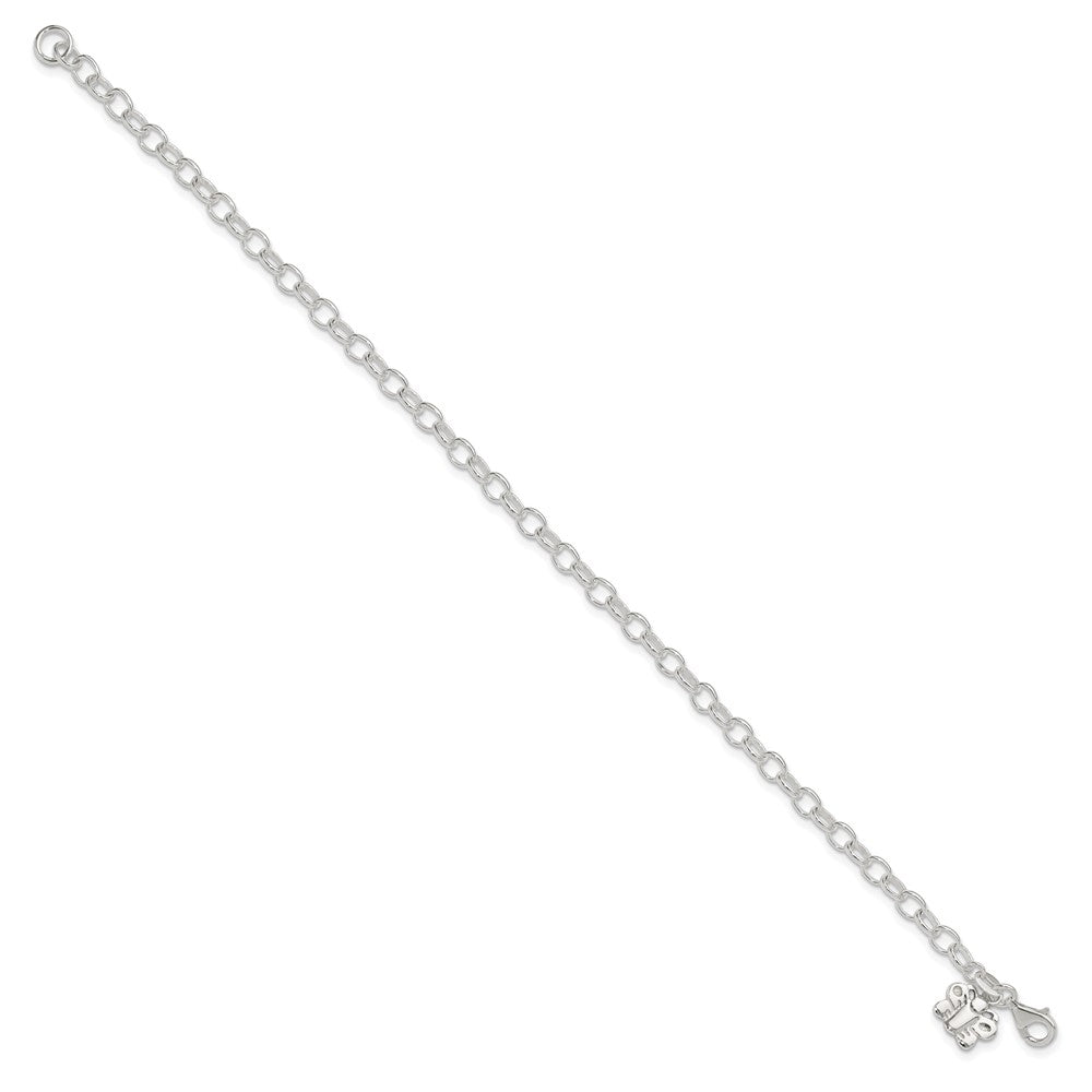 Sterling Silver Small Oval Rolo Link With Butterfly Anklet