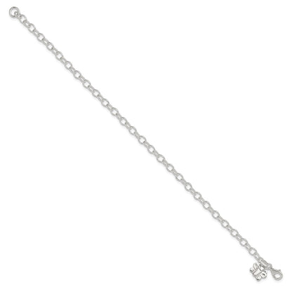 Sterling Silver Small Oval Rolo Link With Butterfly Anklet