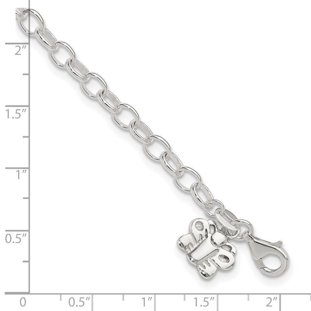 Sterling Silver Small Oval Rolo Link With Butterfly Anklet