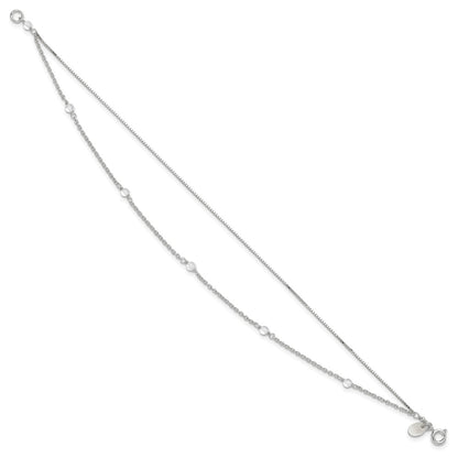 Sterling Silver Clear Crystal Beaded Anklet