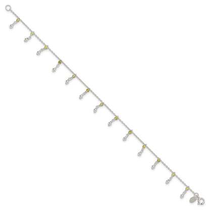 Sterling Silver Peridot Beads Anklet
