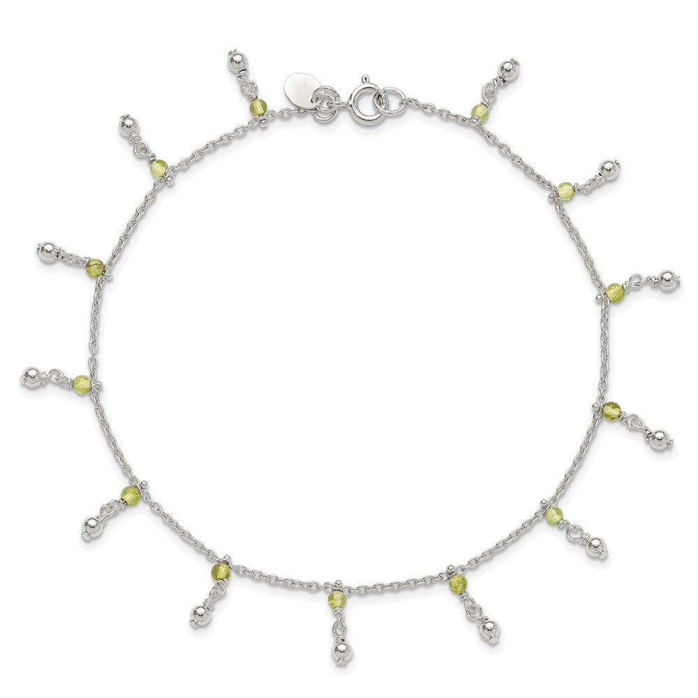 Sterling Silver Peridot Beads Anklet