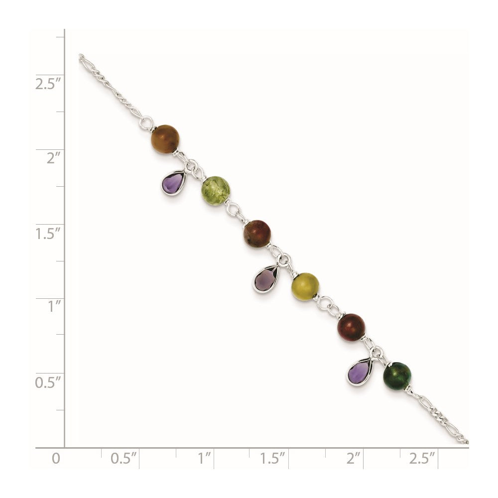 9 Inch Sterling Silver Fancy Jasper Anklet Bracelet