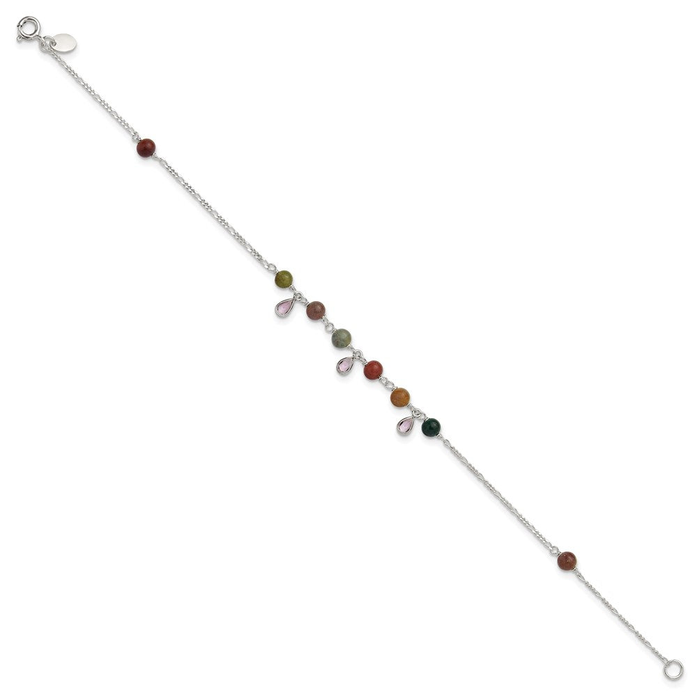 9 Inch Sterling Silver Fancy Jasper Anklet Bracelet