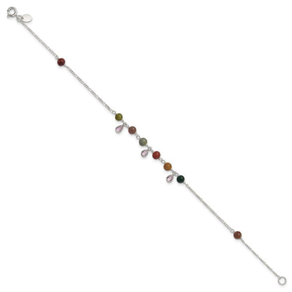 9 Inch Sterling Silver Fancy Jasper Anklet Bracelet