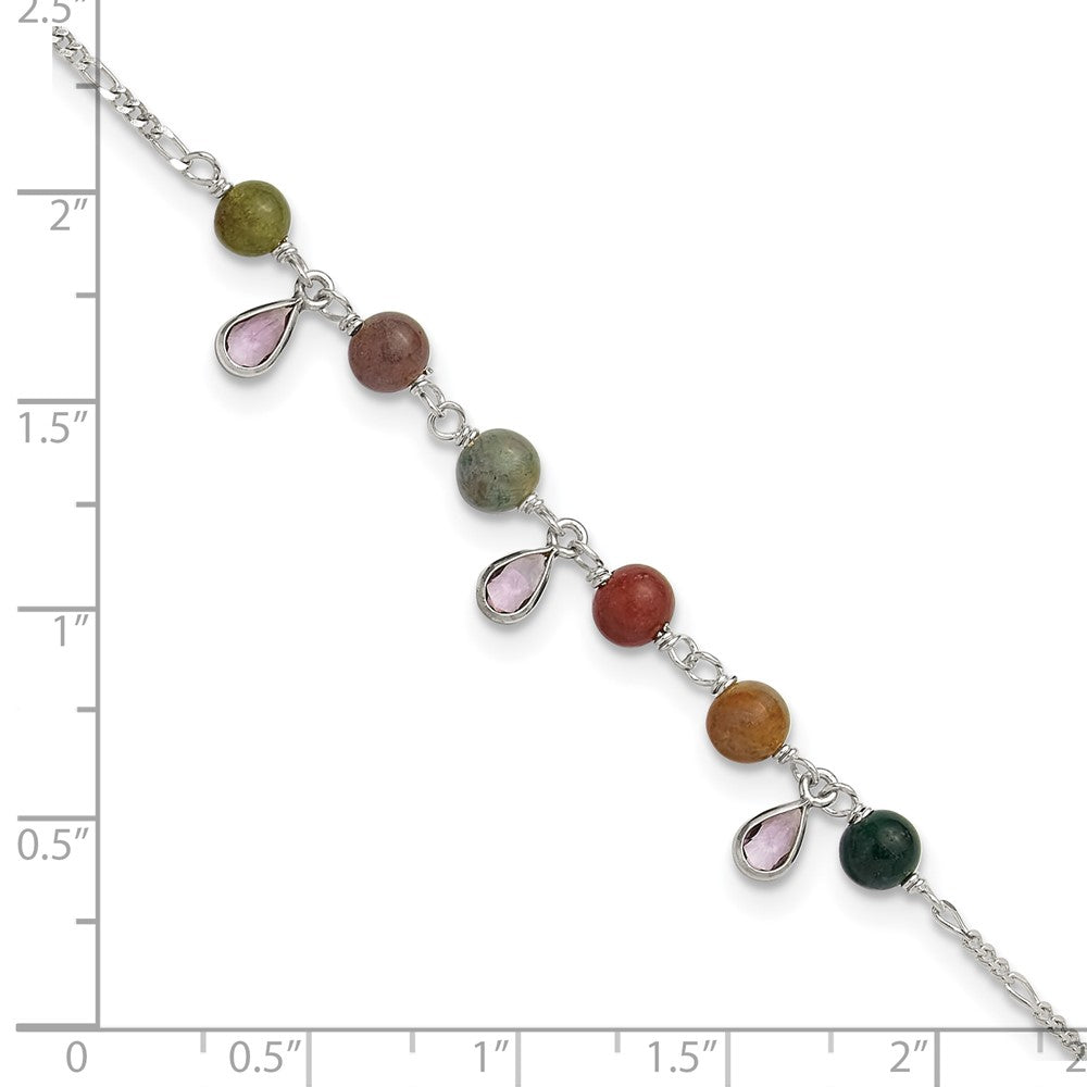 9 Inch Sterling Silver Fancy Jasper Anklet Bracelet