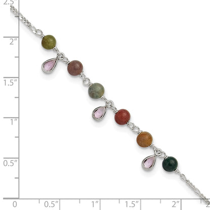 9 Inch Sterling Silver Fancy Jasper Anklet Bracelet