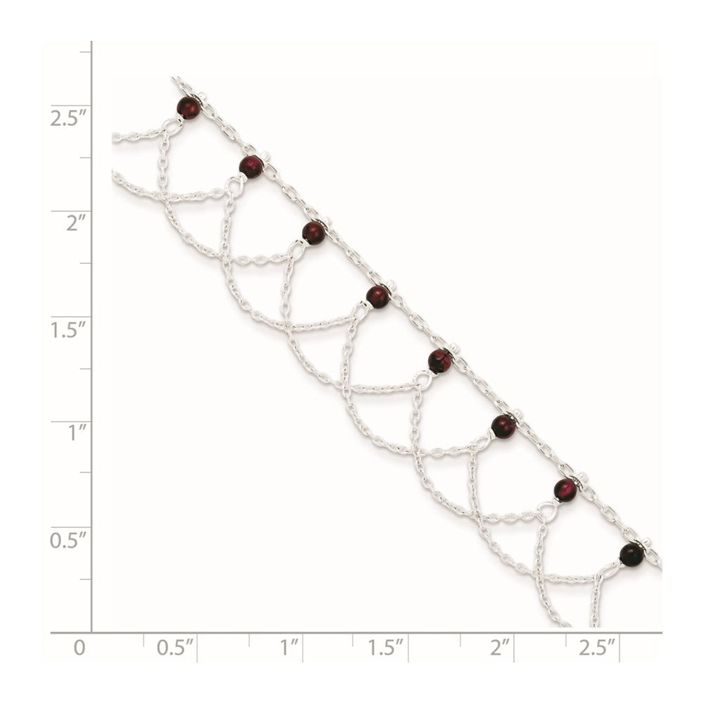 Sterling Silver Rhodolite Garnet Anklet
