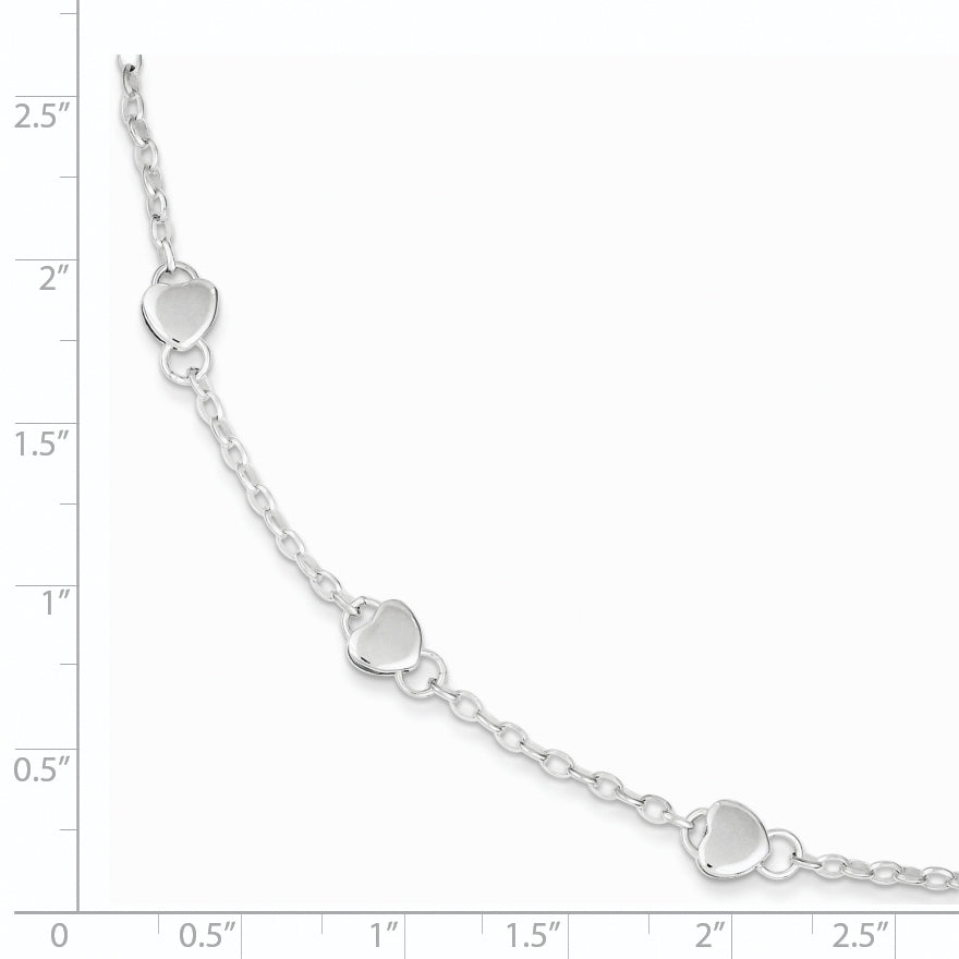 Sterling Silver Heart Childs 5 Inch Plus 1 Ext. Bracelet