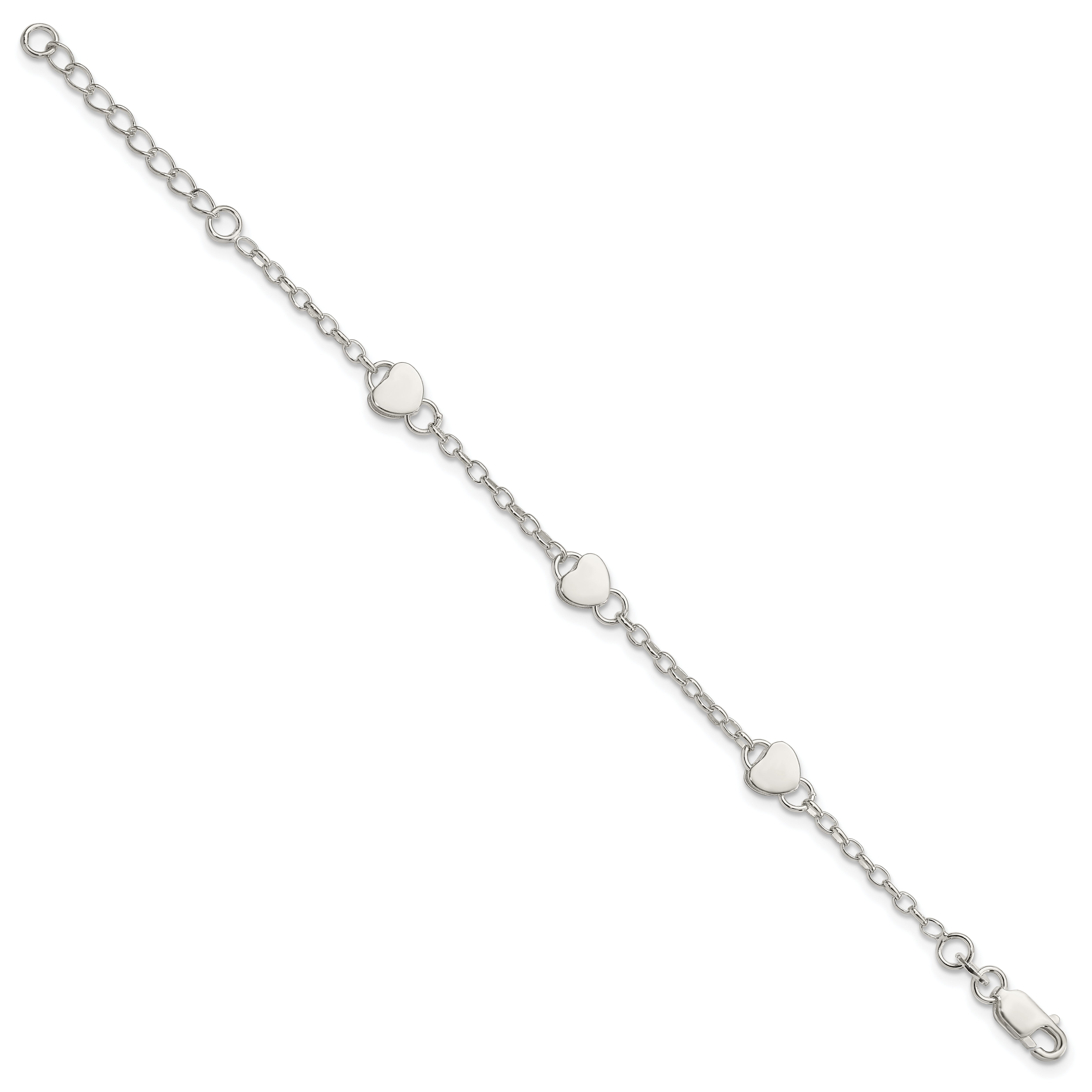 Sterling Silver Heart Childs 5 Inch Plus 1 Ext. Bracelet