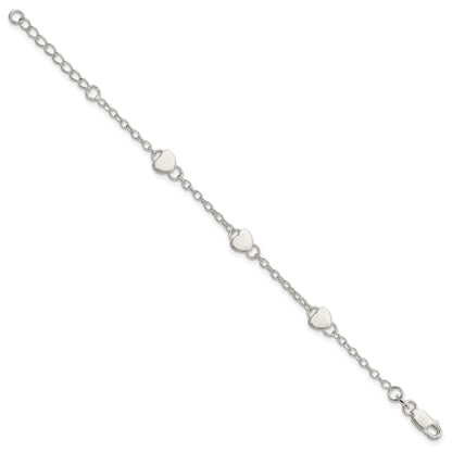 Sterling Silver Heart Childs 5 Inch Plus 1 Ext. Bracelet