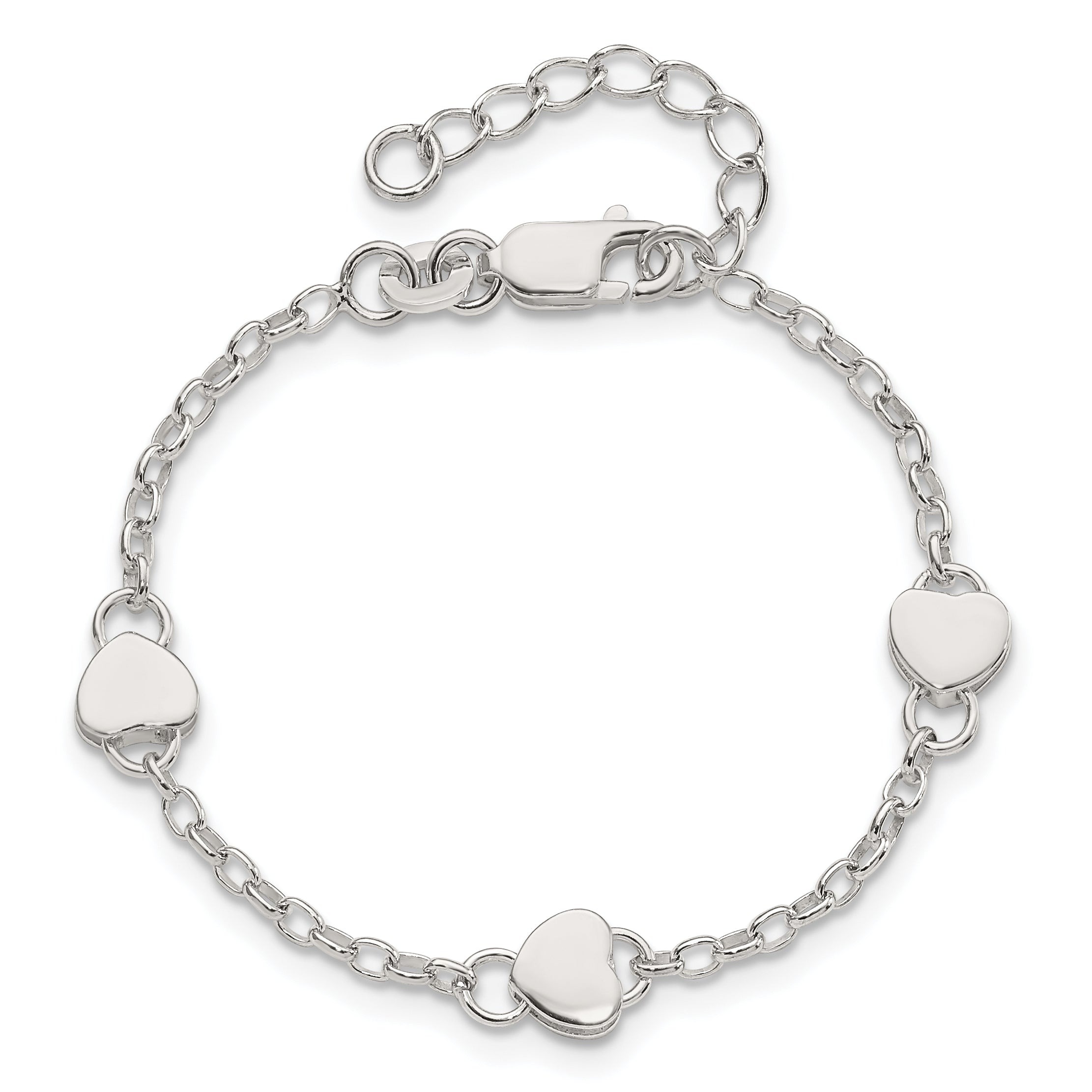 Sterling Silver Heart Childs 5 Inch Plus 1 Ext. Bracelet