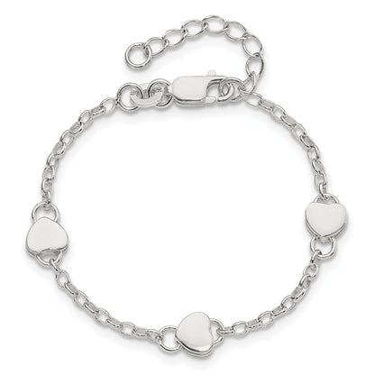 Sterling Silver Heart Childs 5 Inch Plus 1 Ext. Bracelet
