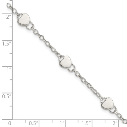 Sterling Silver Heart Childs 5 Inch Plus 1 Ext. Bracelet