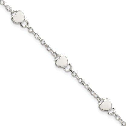 Sterling Silver Heart Childs 5 Inch Plus 1 Ext. Bracelet
