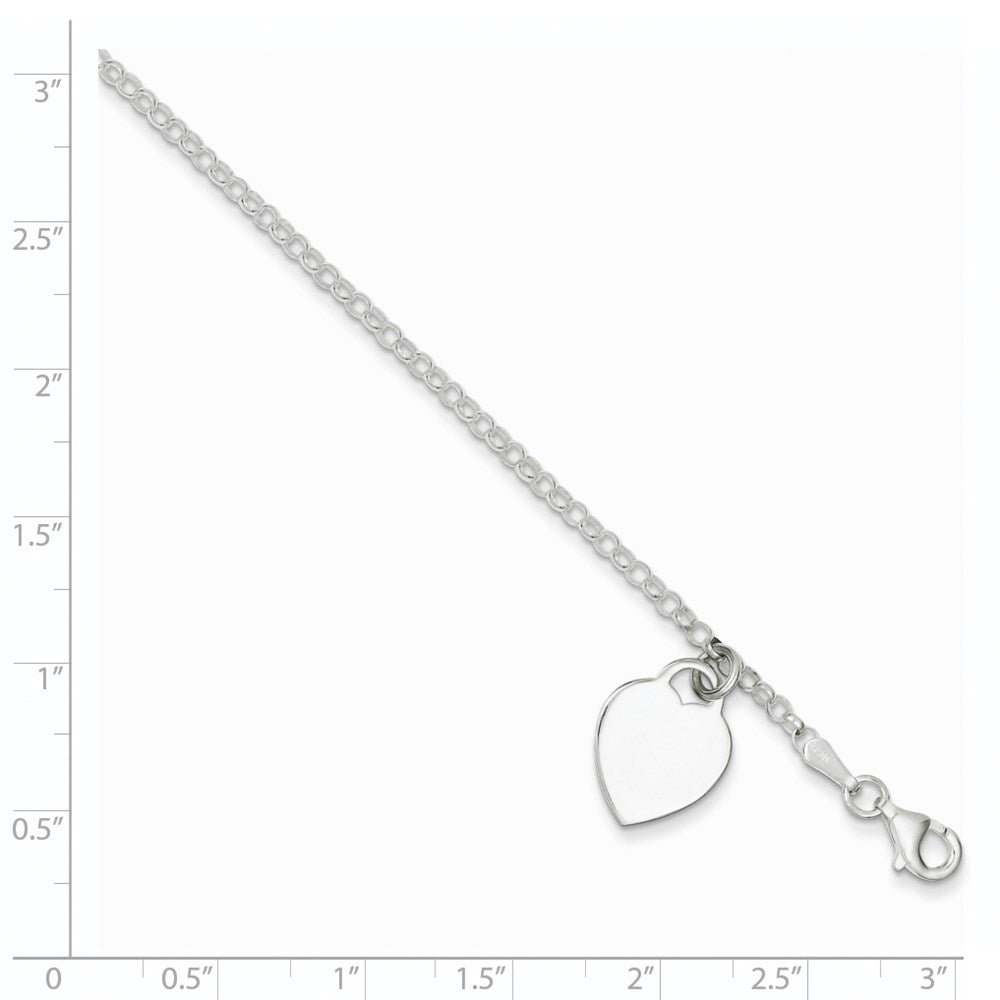 6 Inch Sterling Silver Engraveable Heart In Childs Bracelet