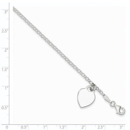 6 Inch Sterling Silver Engraveable Heart In Childs Bracelet