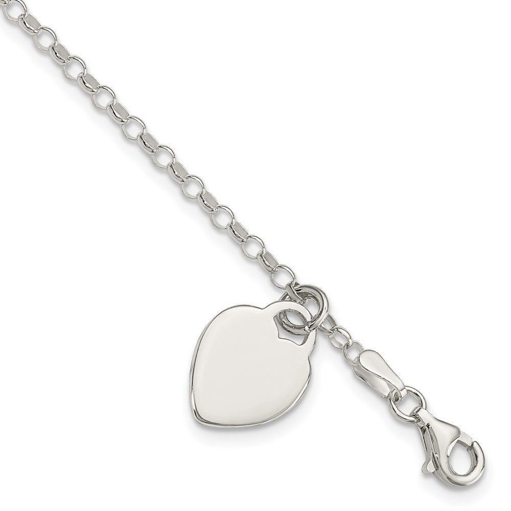 6 Inch Sterling Silver Engraveable Heart In Childs Bracelet