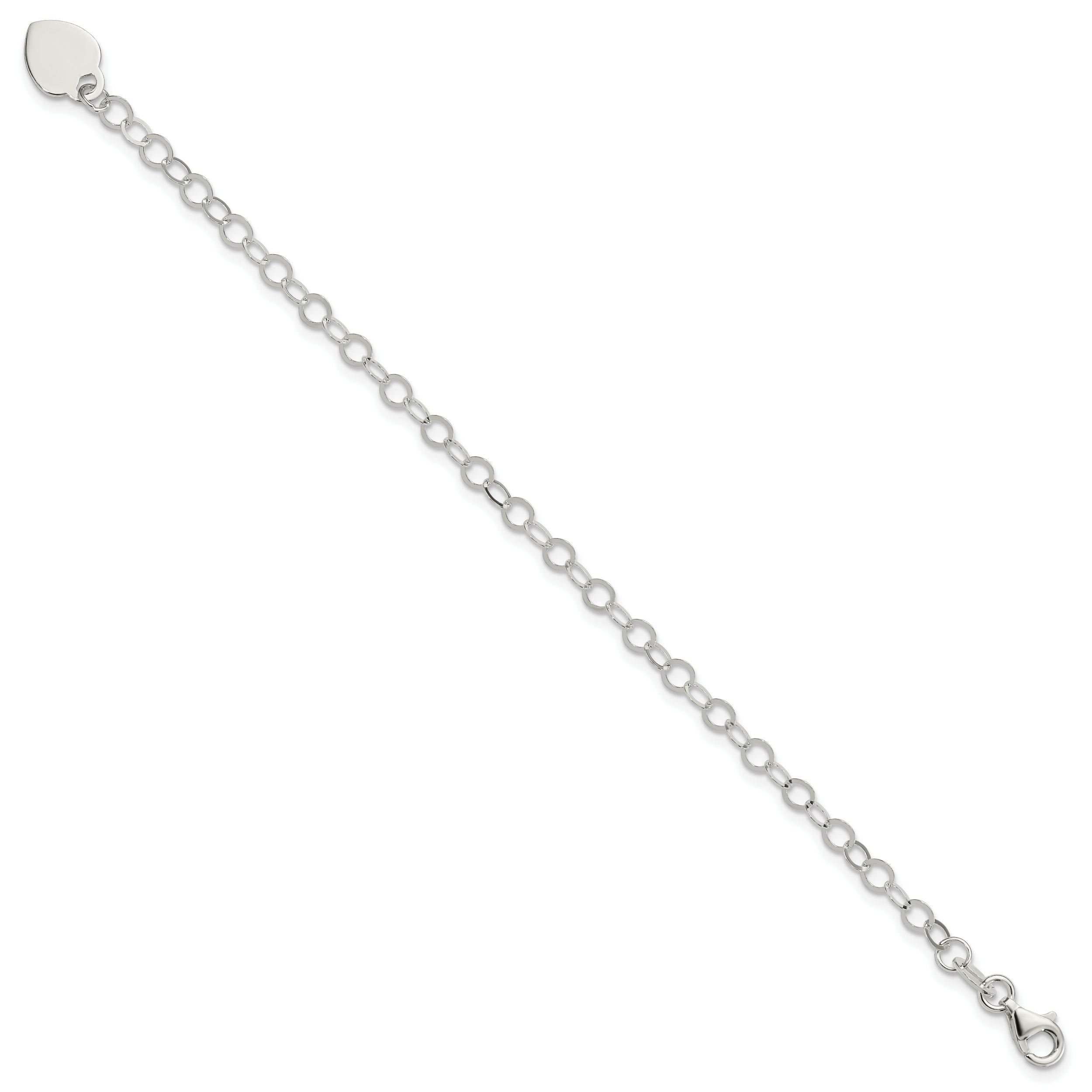 6 Inch Sterling Silver Engraveable Heart Charm Childs Bracelet