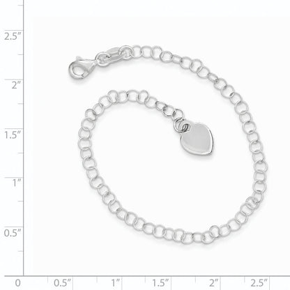 6 Inch Sterling Silver Heart Charm Childs Bracelet