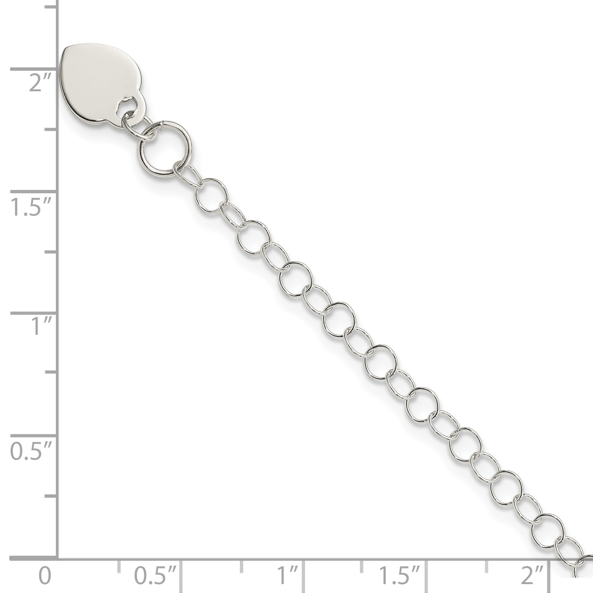 6 Inch Sterling Silver Heart Charm Childs Bracelet