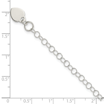 6 Inch Sterling Silver Heart Charm Childs Bracelet