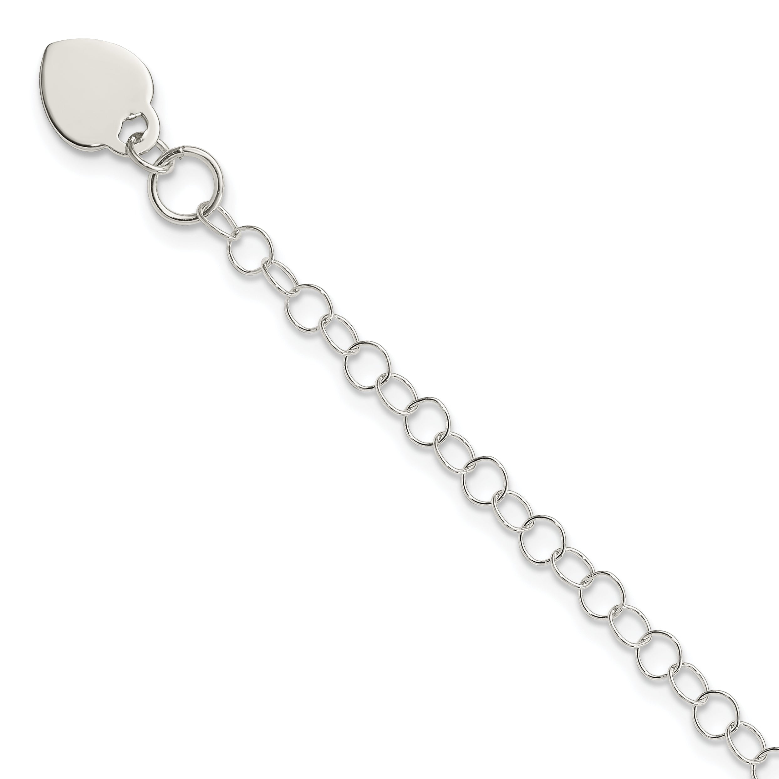 6 Inch Sterling Silver Heart Charm Childs Bracelet