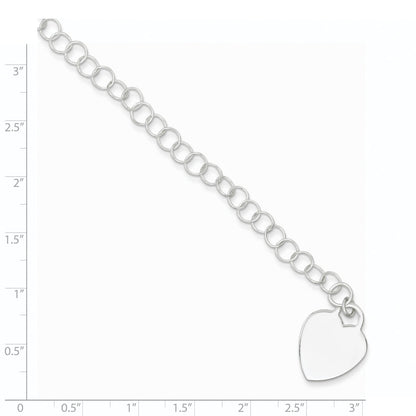 6 Inch Sterling Silver Engraveable Heart Childs Bracelet