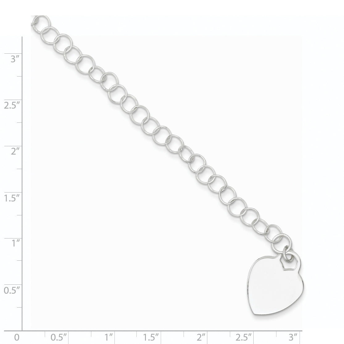 7.25 Inch Sterling Silver Engraveable Heart Bracelet