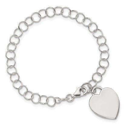 6 Inch Sterling Silver Engraveable Heart Childs Bracelet