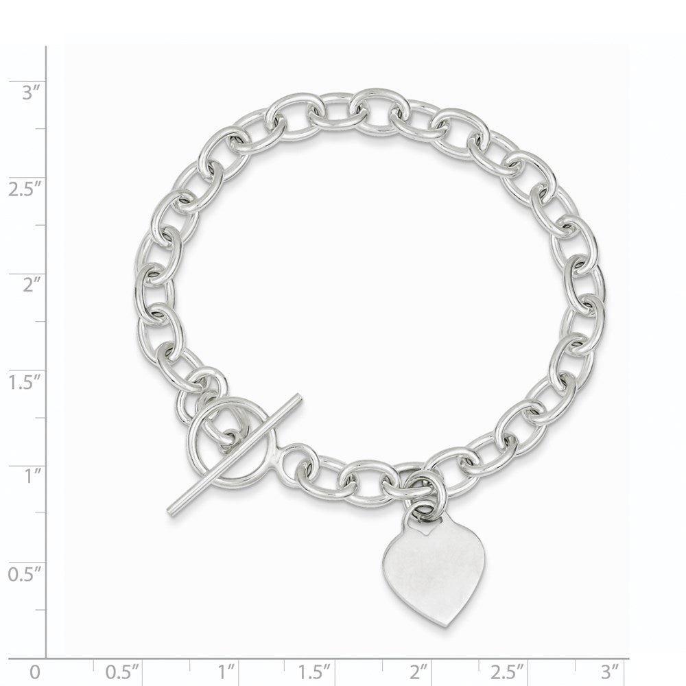 7.25 Inch Sterling Silver Dangling Engraveable Heart Charm Bracelet
