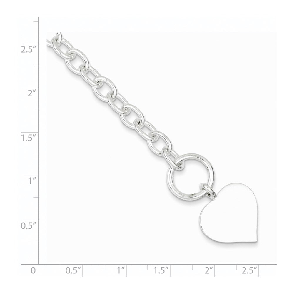 7.5 Inch Sterling Silver Engraveable Heart Bracelet