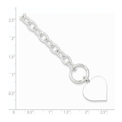 7.5 Inch Sterling Silver Engraveable Heart Bracelet