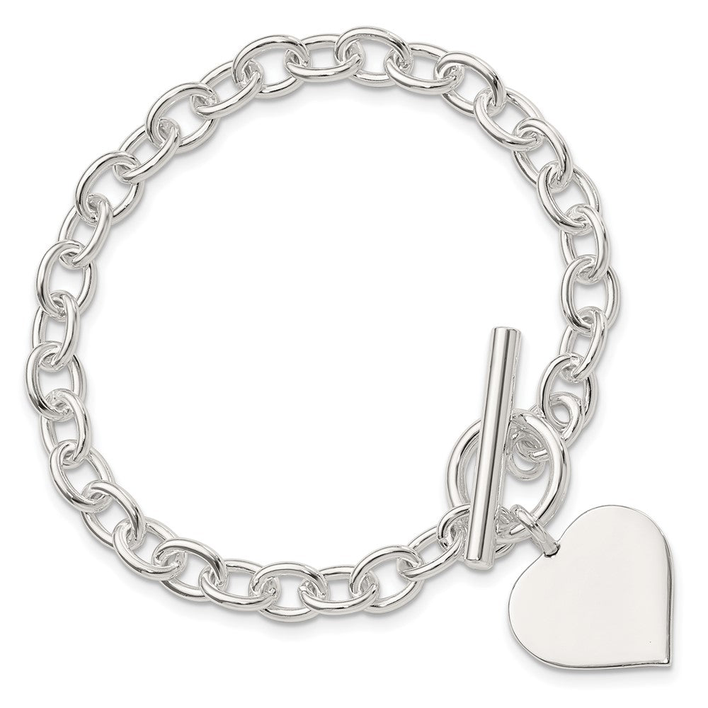 7.5 Inch Sterling Silver Engraveable Heart Bracelet
