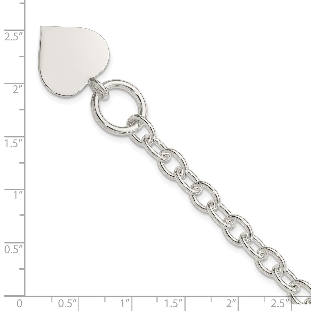 7.5 Inch Sterling Silver Engraveable Heart Bracelet