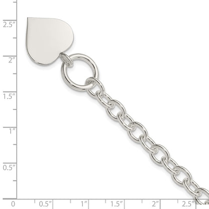 7.5 Inch Sterling Silver Engraveable Heart Bracelet