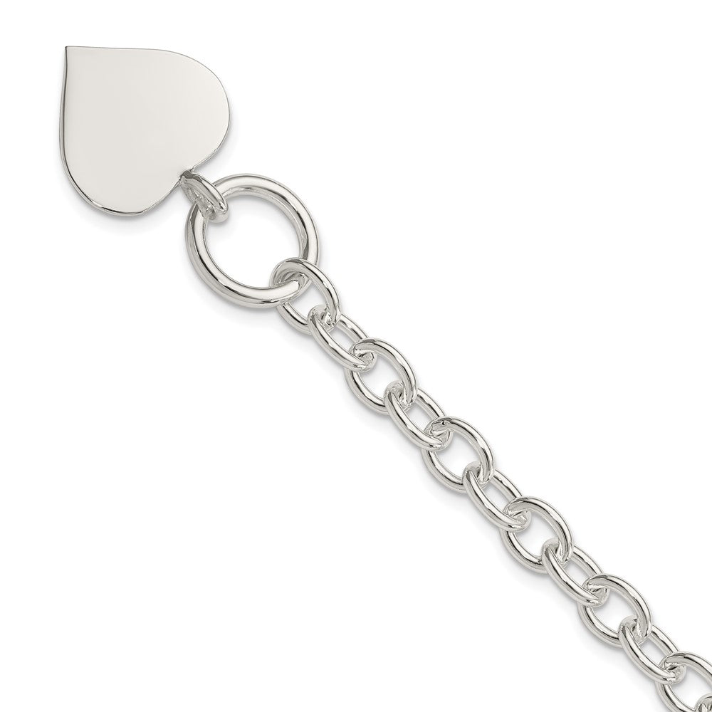 7.5 Inch Sterling Silver Engraveable Heart Bracelet