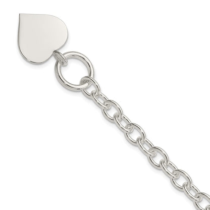 7.5 Inch Sterling Silver Engraveable Heart Bracelet