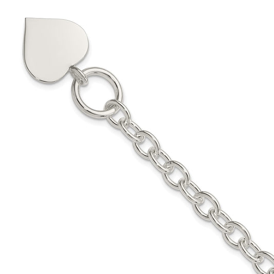 7.5 Inch Sterling Silver Engraveable Heart Bracelet
