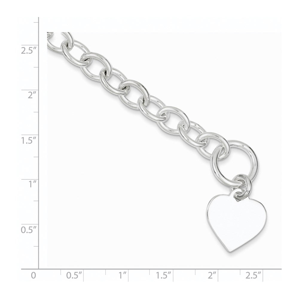 7.5 Inch Sterling Silver Engraveable Heart Fancy Link Bracelet