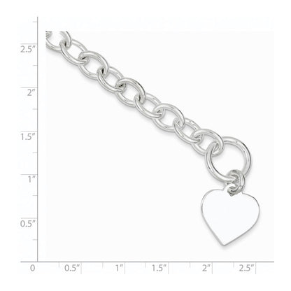 7.5 Inch Sterling Silver Engraveable Heart Fancy Link Bracelet
